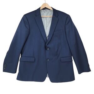 Tommy Hilfiger Blazer 46R Men Navy Blue Wool Blend 2 Button Suit Jacket Preppy